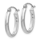 14k White Gold 2.75x18mm Polished Oval Tube Hoop Earrings